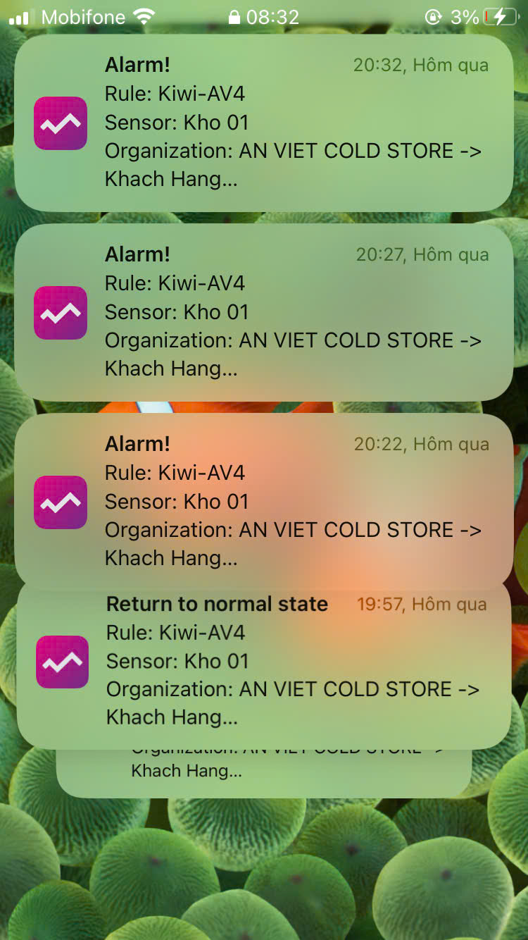 Thông báo nhiệt độ cao qua app điện thoại