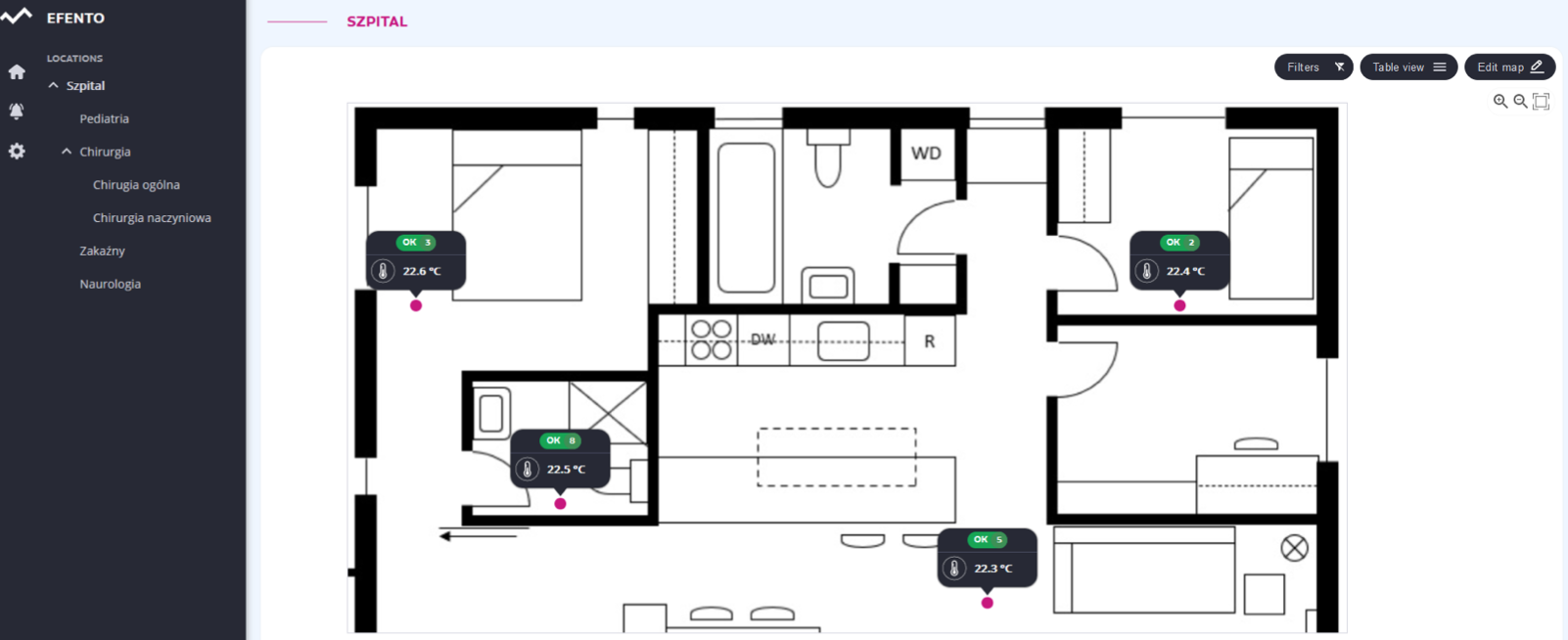 Chế độ xem map floor trên máy tính