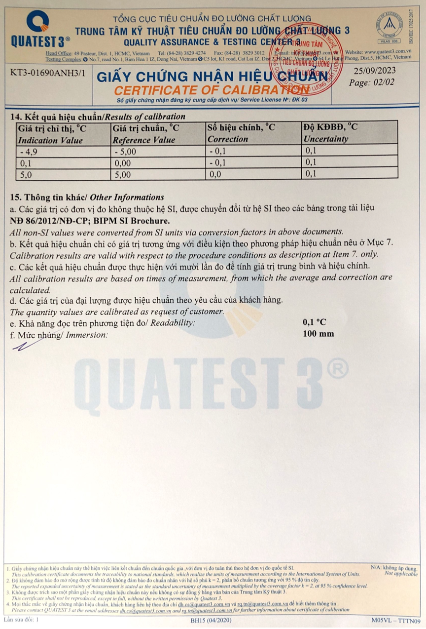 kết quả hiệu chuẩn bộ ghi nhiệt độ có que đo bên ngoài