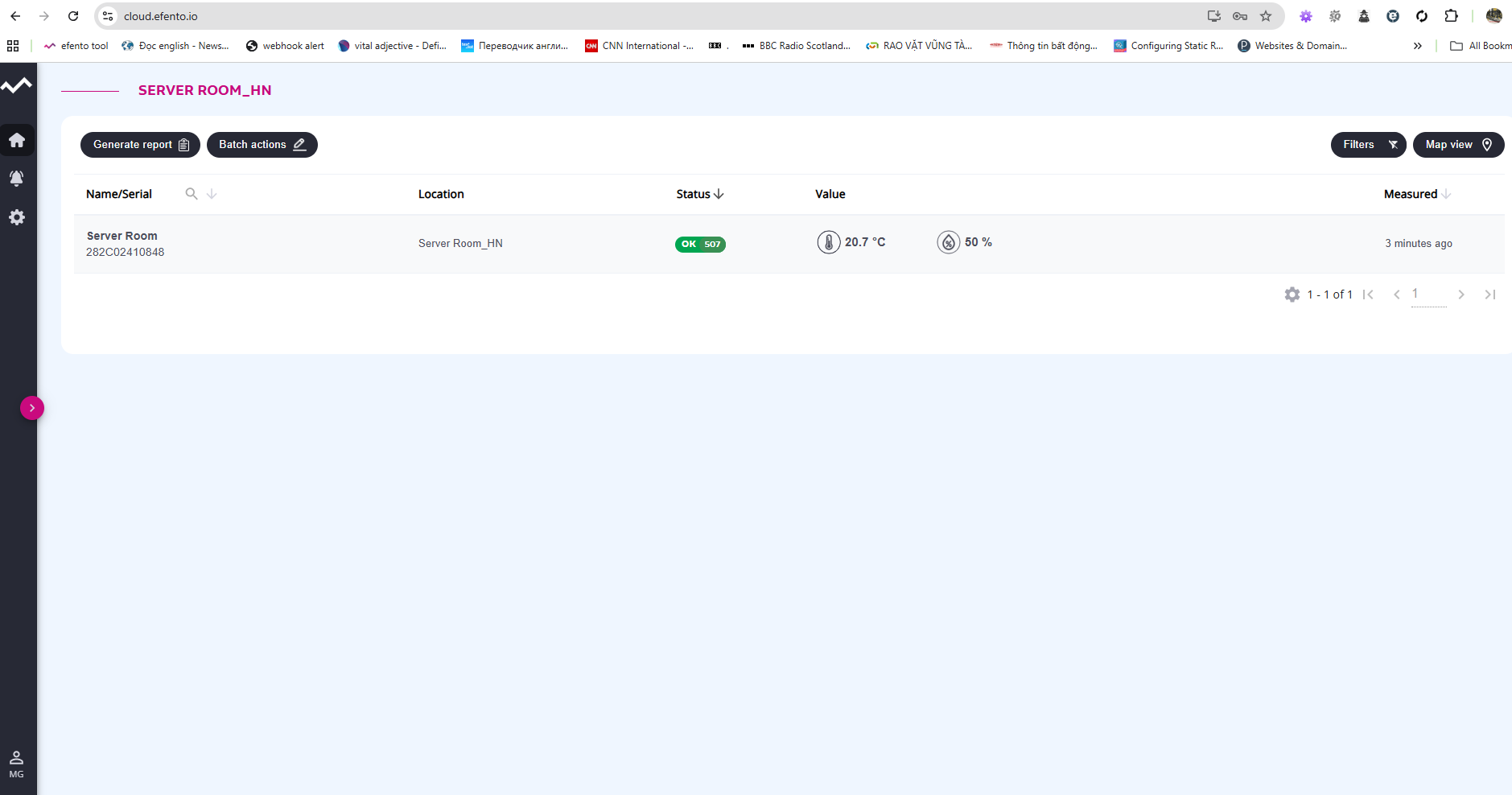 Theo dõi nhiệt độ và độ ẩm phòng server trên web