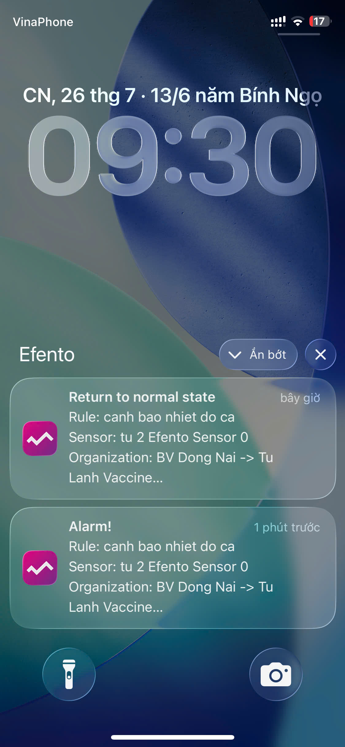 Cảnh báo khi nhiệt độ của tủ vắc xin vượt ngưỡng