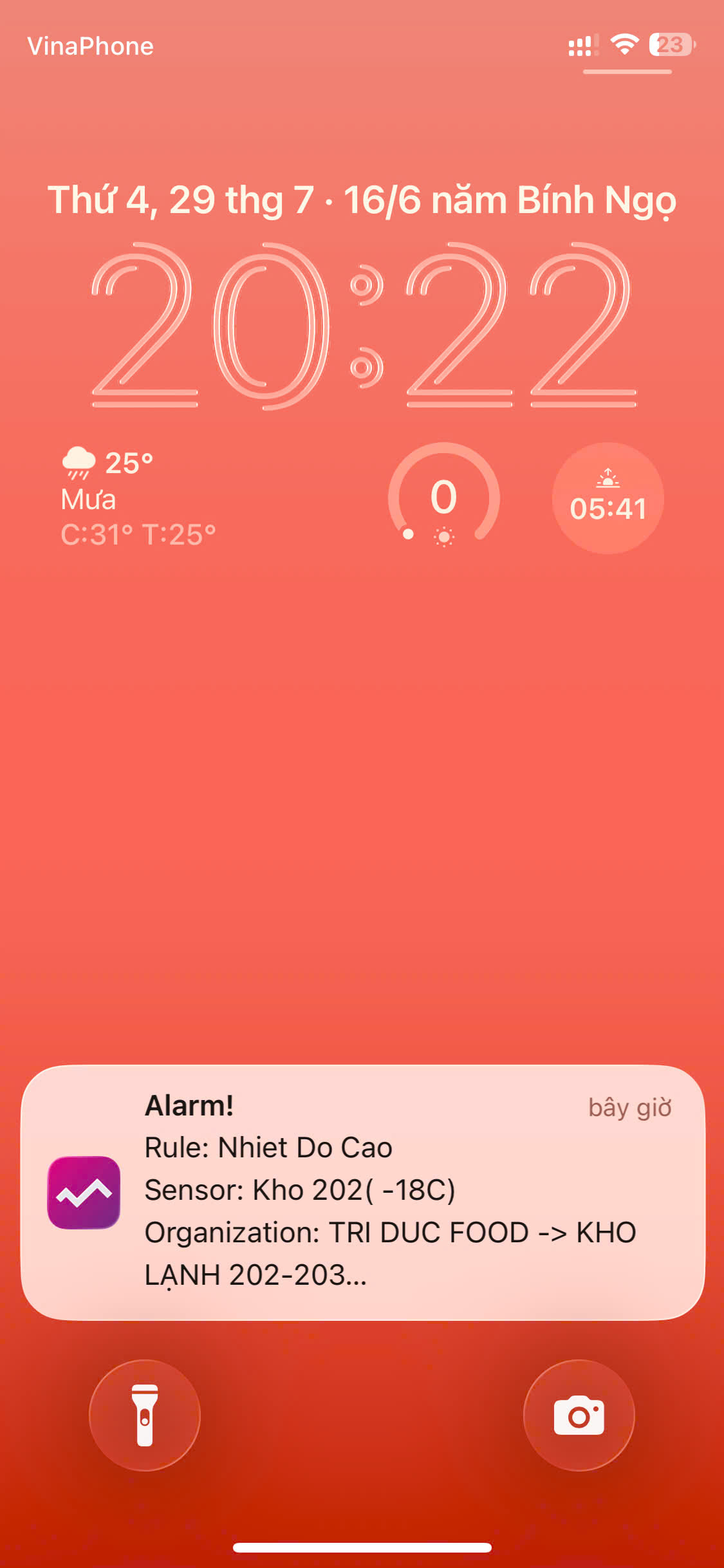 Cảnh báo nhiệt độ cont lạnh qua App