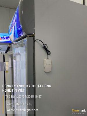 Nhiệt kế tự ghi Efento lắp trên tủ mát