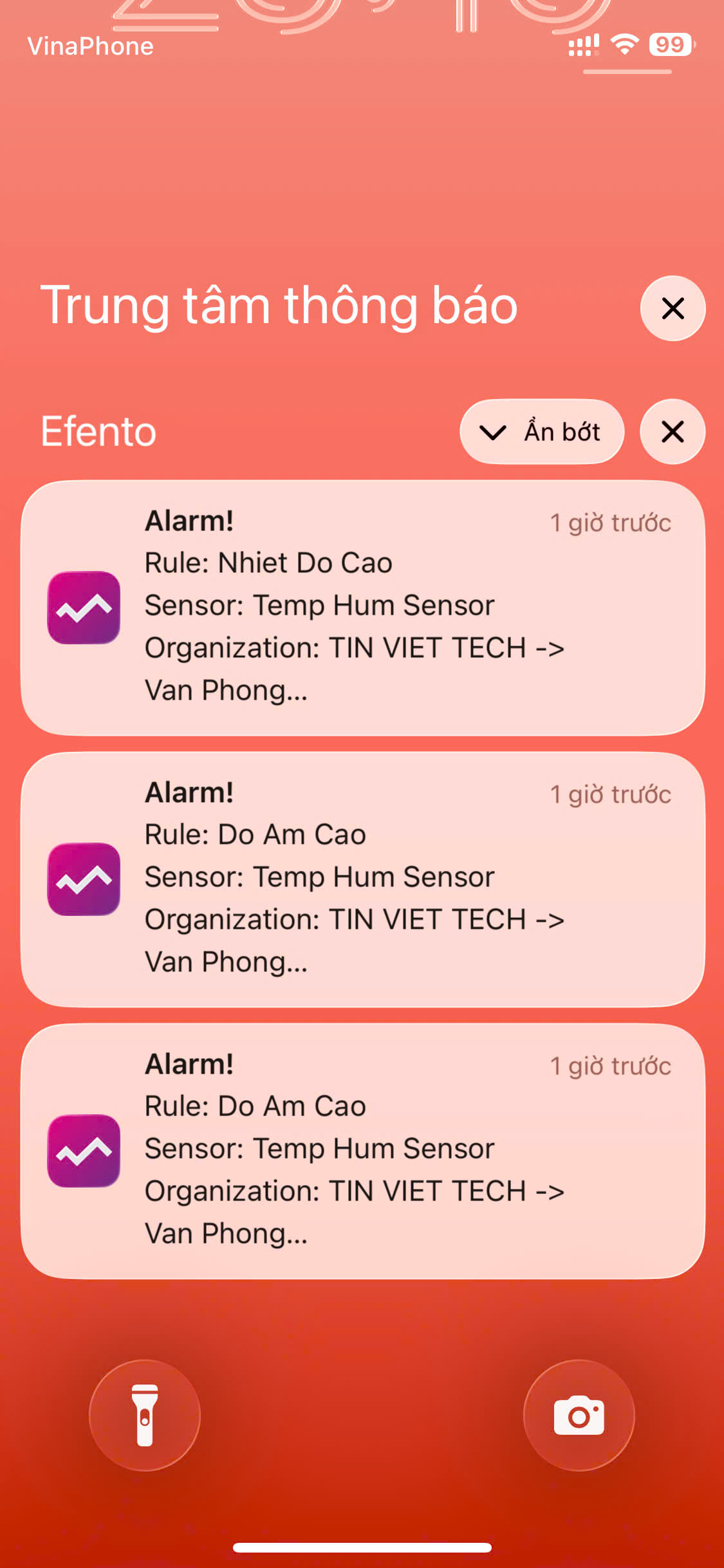 Cảnh báo nhiệt độ và độ ẩm cao qua App