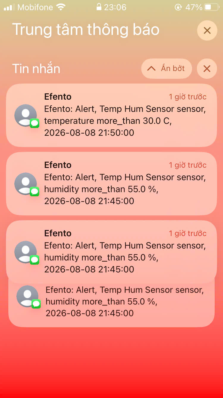Tin nhắn SMS cảnh báo nhiệt độ, độ ẩm cao