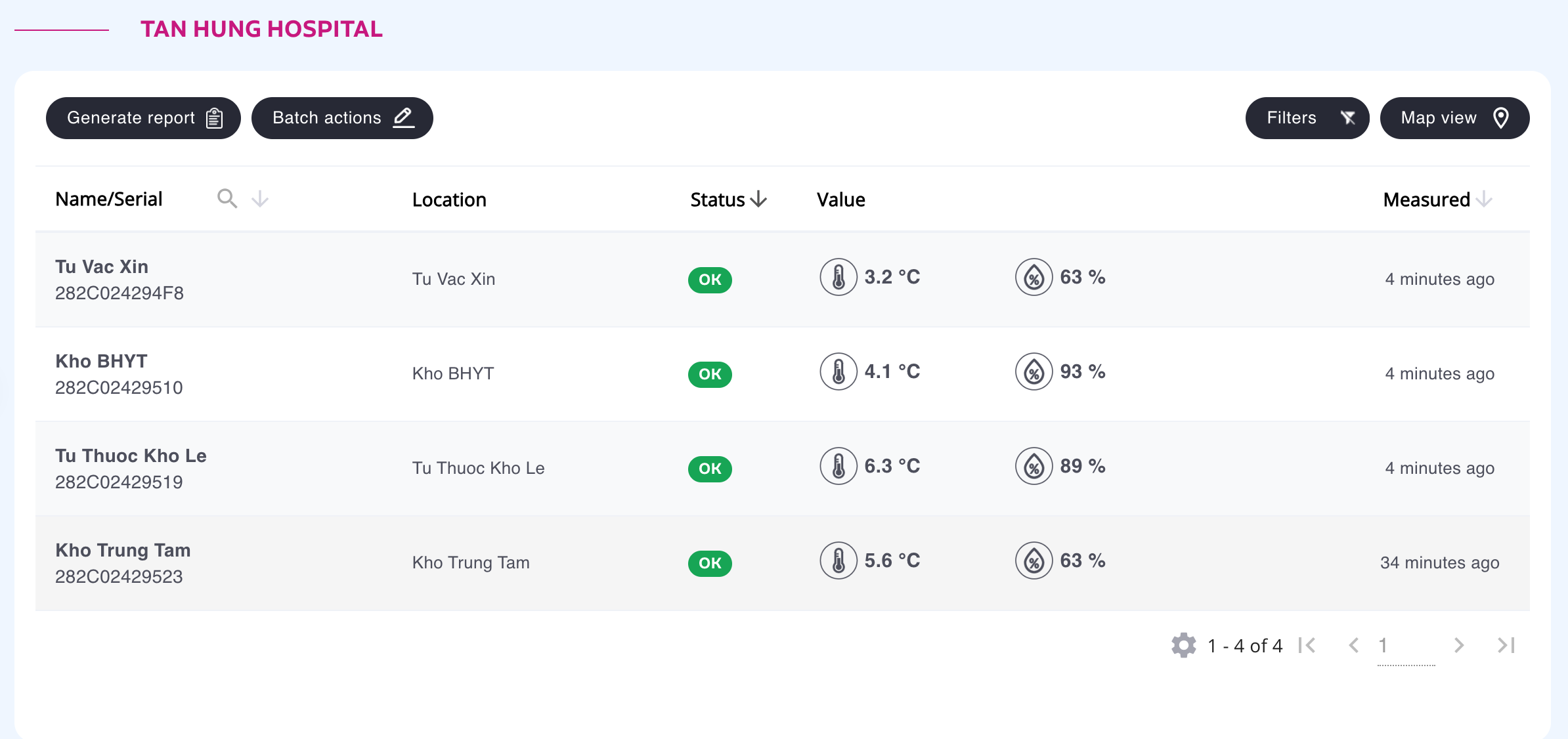 Thêm các logger lên hệ thống giám sát Efento Cloud