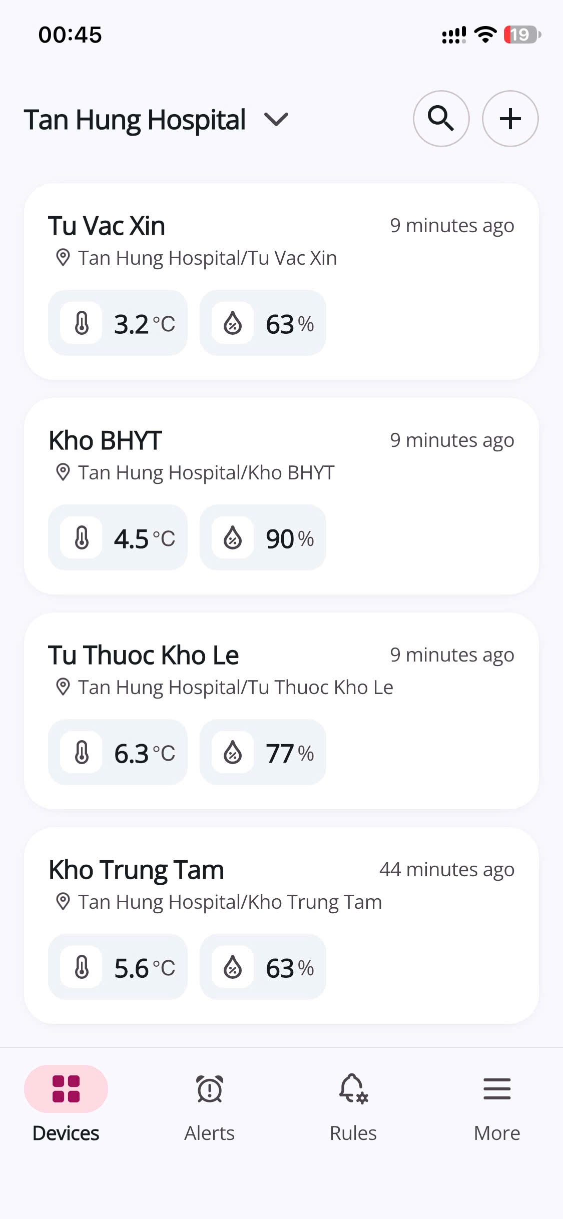 Xem nhiệt độ tủ vắc xin từ xa trên app điện thoại